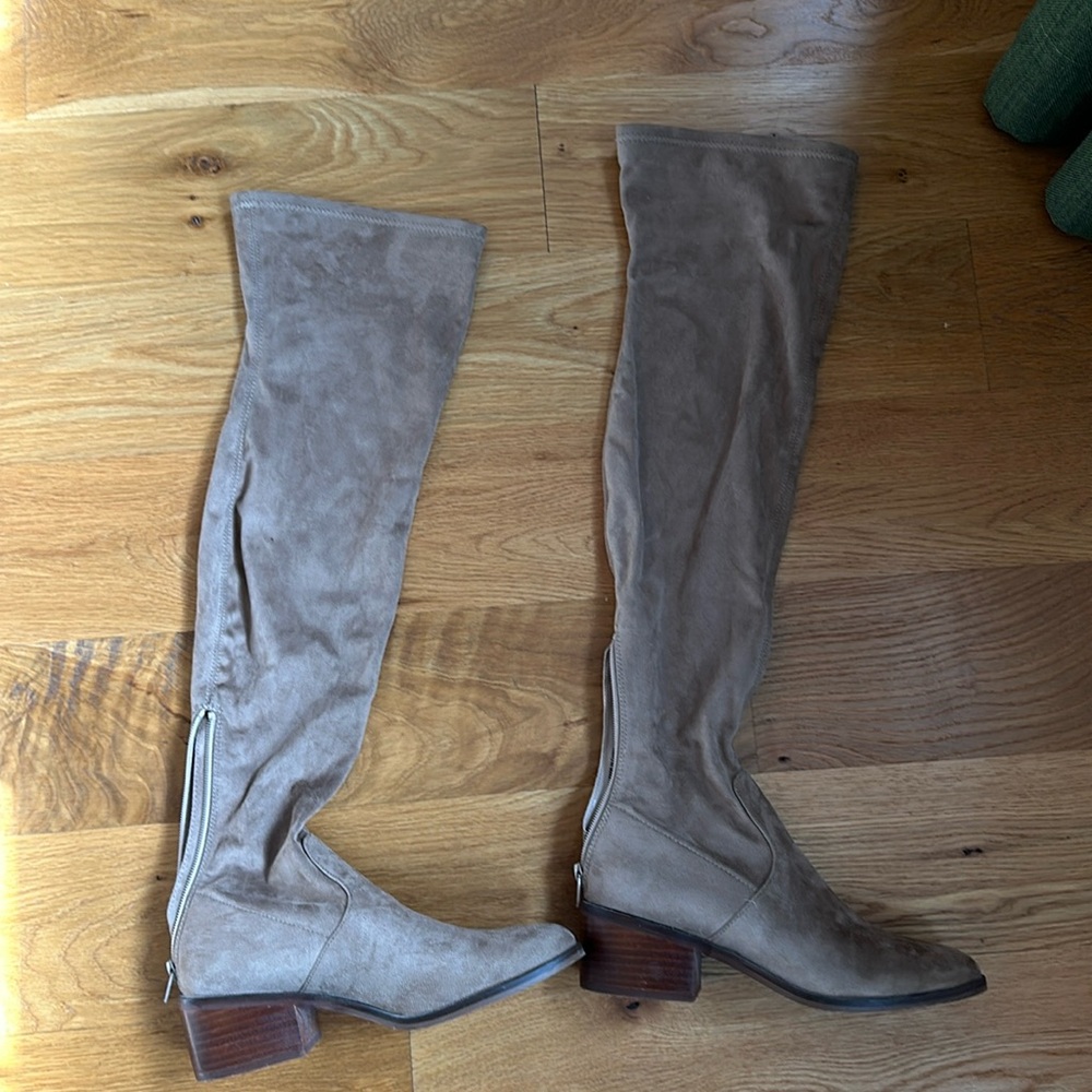Steve Madden Georgette Over the Knee Block Heel Boots Tan Taupe Size 7